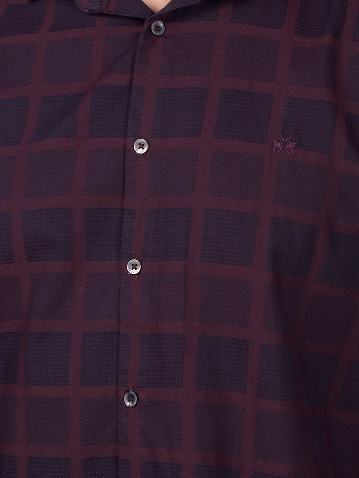 Wine Printed 100% Cotton Shirt-Men Shirts-Crimsoune Club