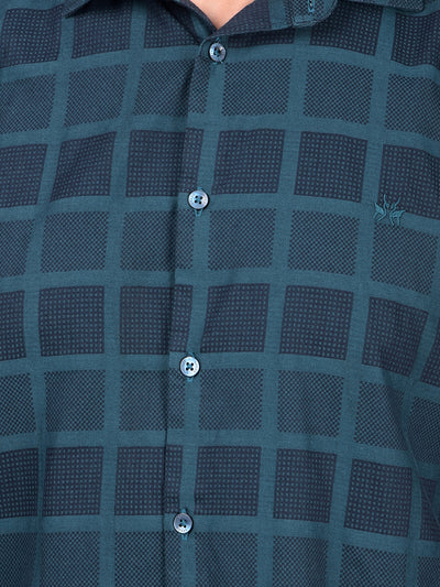 Green Printed 100% Cotton Shirt-Men Shirts-Crimsoune Club