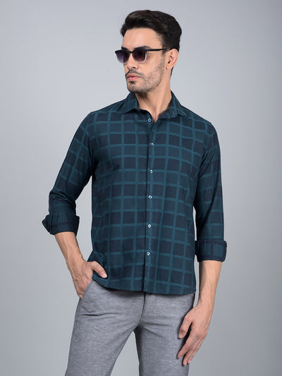 Green Printed 100% Cotton Shirt-Men Shirts-Crimsoune Club