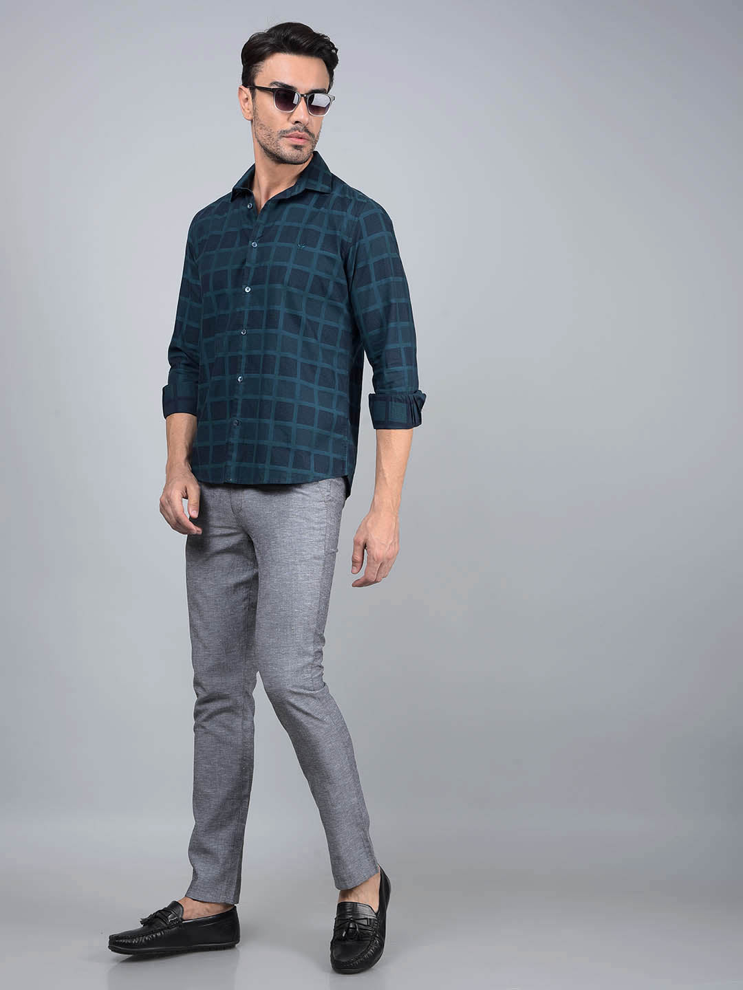 Green Printed 100% Cotton Shirt-Men Shirts-Crimsoune Club