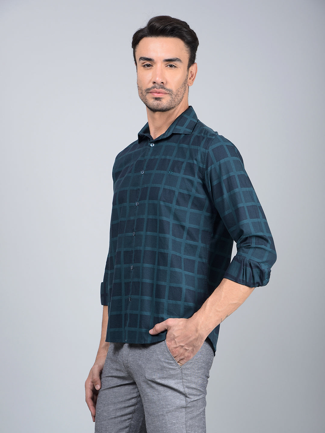 Green Printed 100% Cotton Shirt-Men Shirts-Crimsoune Club
