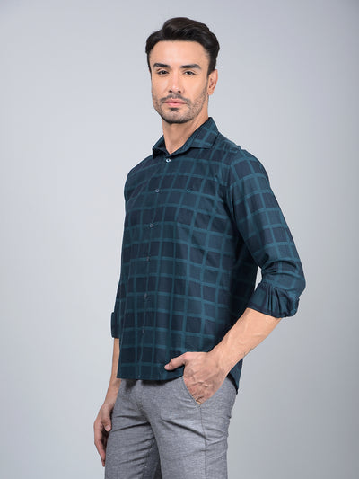 Green Printed 100% Cotton Shirt-Men Shirts-Crimsoune Club
