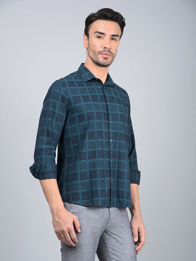 Green Printed 100% Cotton Shirt-Men Shirts-Crimsoune Club