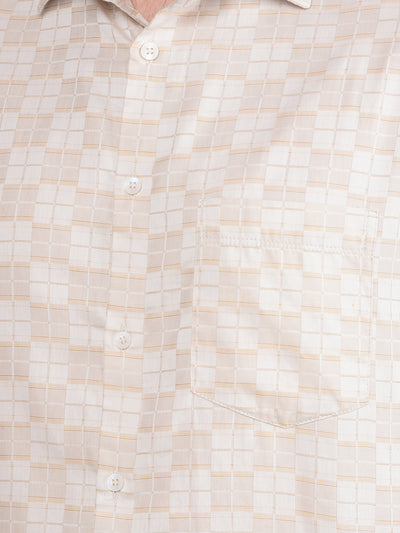 Beige Printed 100% Cotton Shirt-Men Shirts-Crimsoune Club