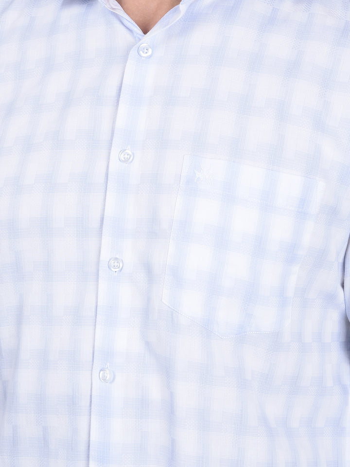 Blue Checked 100% Cotton Shirt-Men Shirts-Crimsoune Club