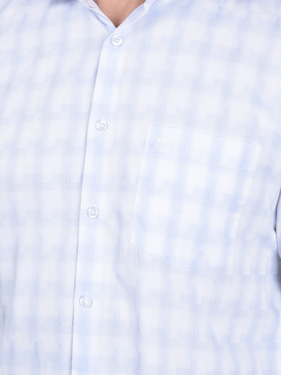 Blue Checked 100% Cotton Shirt-Men Shirts-Crimsoune Club