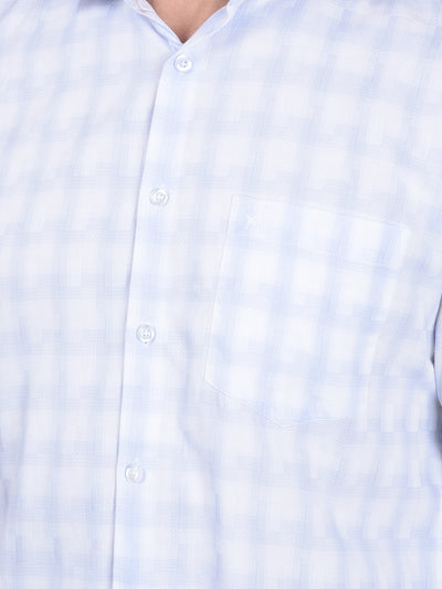 Blue Checked 100% Cotton Shirt-Men Shirts-Crimsoune Club