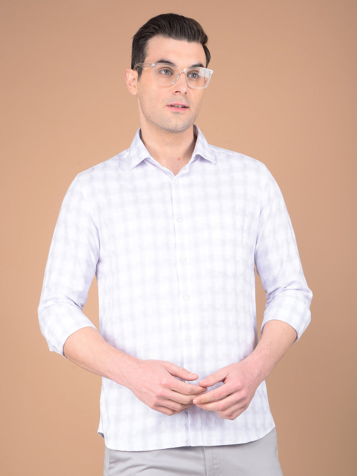 Purple Checked 100% Cotton Shirt-Men Shirts-Crimsoune Club