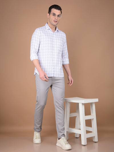 Purple Checked 100% Cotton Shirt-Men Shirts-Crimsoune Club