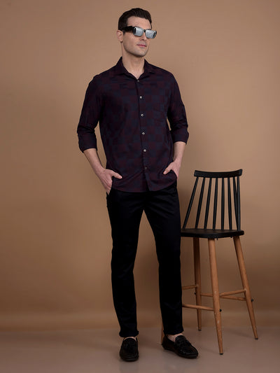 Wine Printed 100% Cotton Shirt-Men Shirts-Crimsoune Club