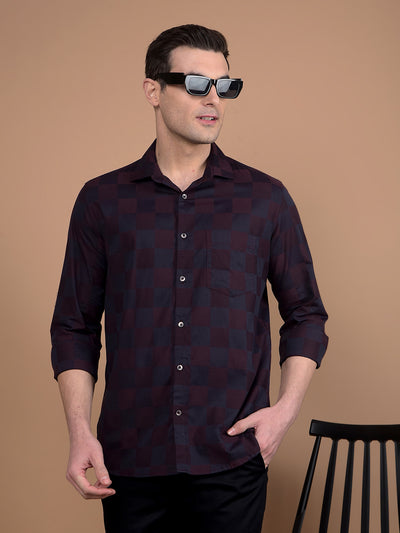 Wine Printed 100% Cotton Shirt-Men Shirts-Crimsoune Club