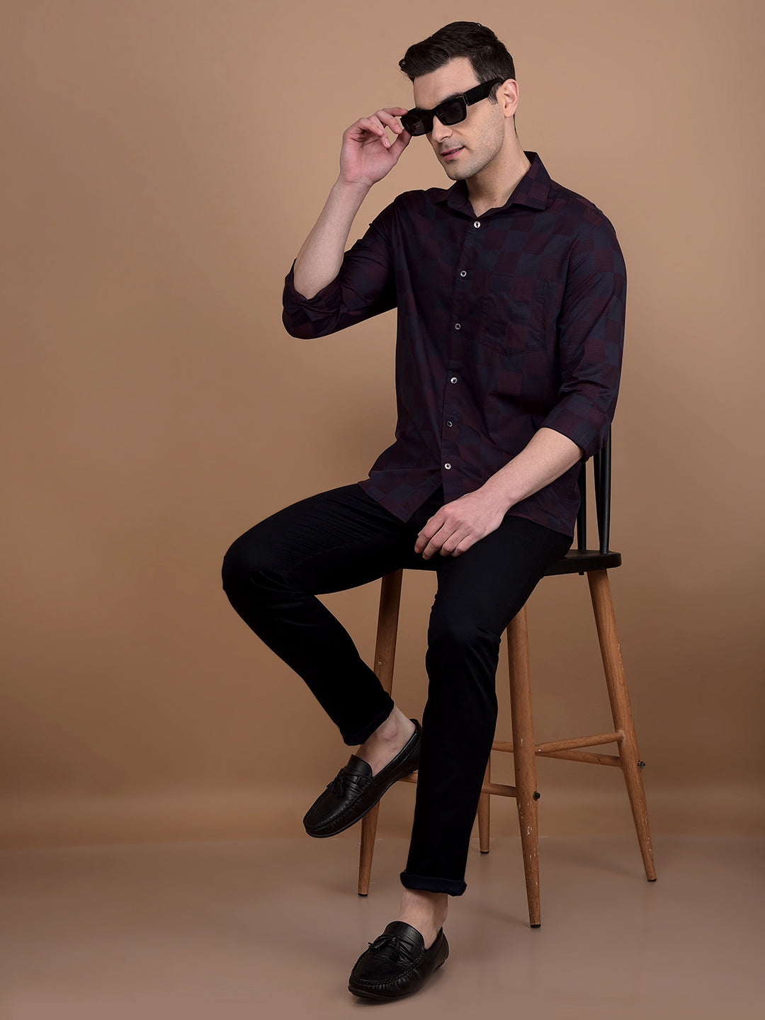 Wine Printed 100% Cotton Shirt-Men Shirts-Crimsoune Club