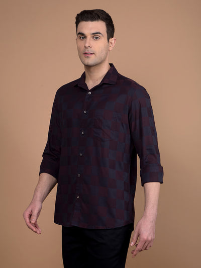 Wine Printed 100% Cotton Shirt-Men Shirts-Crimsoune Club