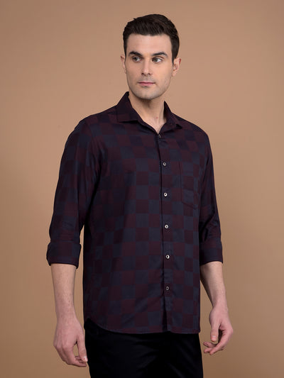 Wine Printed 100% Cotton Shirt-Men Shirts-Crimsoune Club