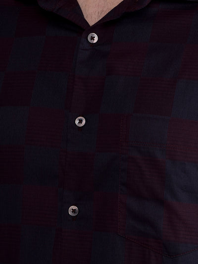 Wine Printed 100% Cotton Shirt-Men Shirts-Crimsoune Club