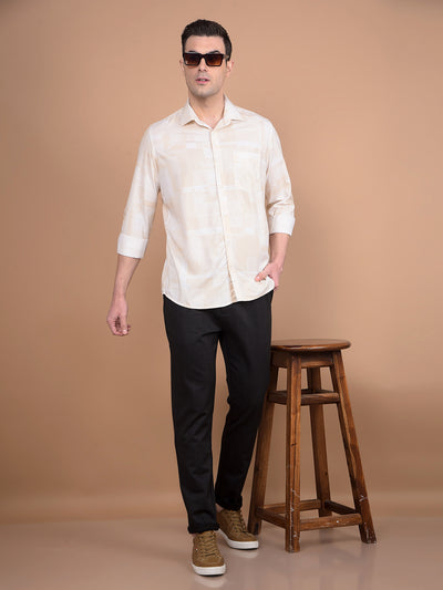 Beige Printed Shirt-Men Shirts-Crimsoune Club