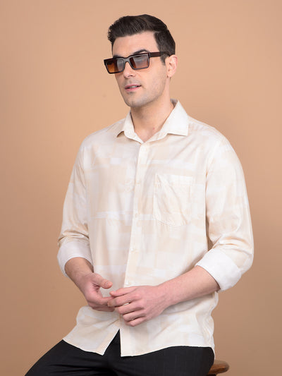 Beige Printed Shirt-Men Shirts-Crimsoune Club