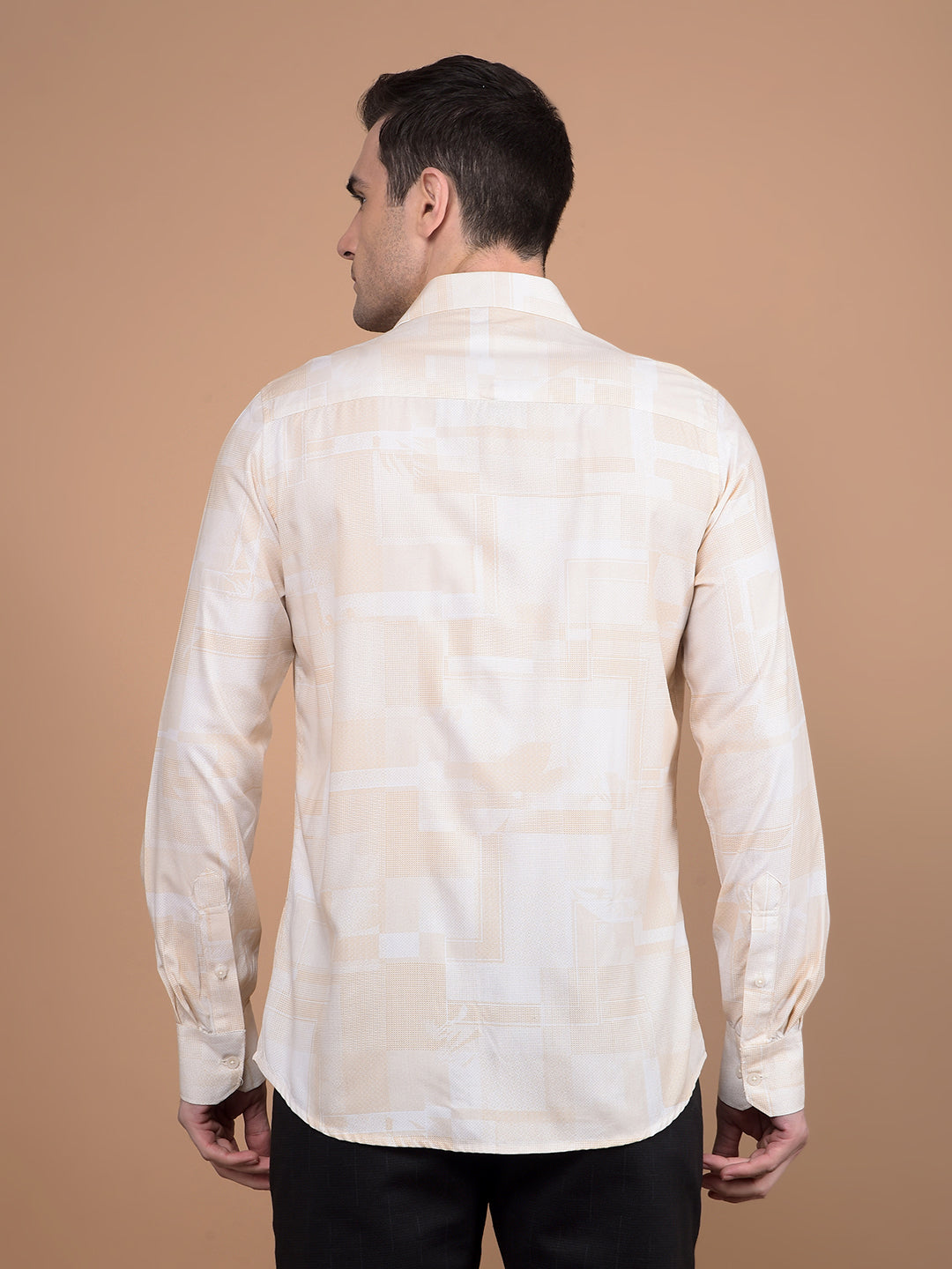Beige Printed Shirt-Men Shirts-Crimsoune Club