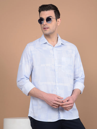 Blue Printed Shirt-Men Shirts-Crimsoune Club