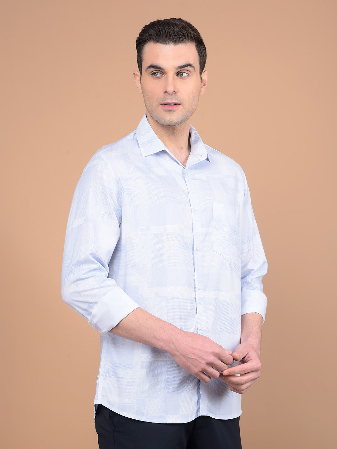 Blue Printed Shirt-Men Shirts-Crimsoune Club