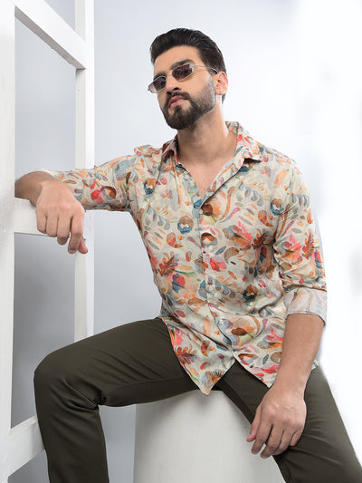 Multi-Color Floral Print Modal Shirt-Men Shirts-Crimsoune Club