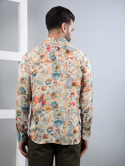 Multi-Color Floral Print Modal Shirt-Men Shirts-Crimsoune Club