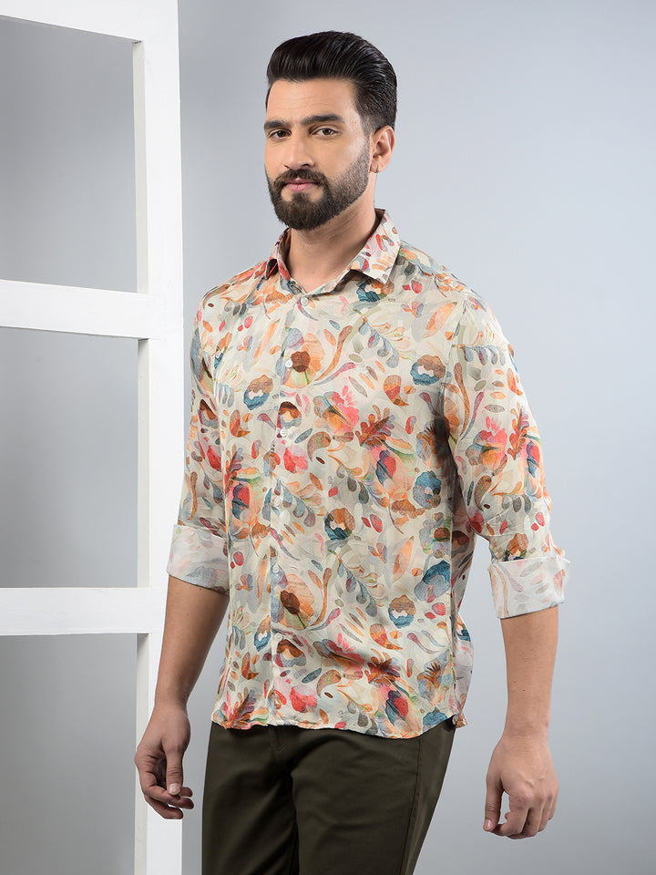 Multi-Color Floral Print Modal Shirt-Men Shirts-Crimsoune Club