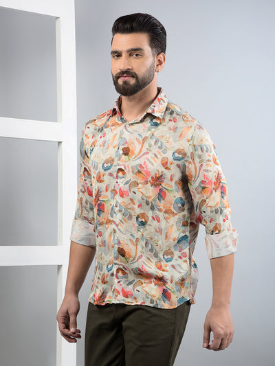 Multi-Color Floral Print Modal Shirt-Men Shirts-Crimsoune Club
