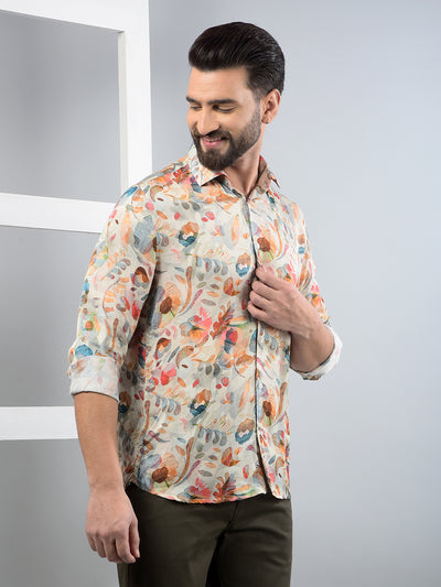 Multi-Color Floral Print Modal Shirt-Men Shirts-Crimsoune Club