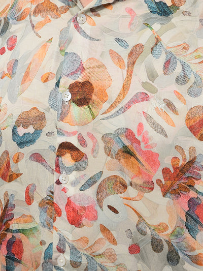 Multi-Color Floral Print Modal Shirt-Men Shirts-Crimsoune Club
