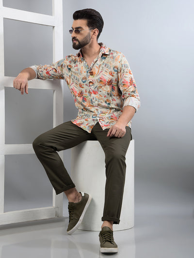 Multi-Color Floral Print Modal Shirt-Men Shirts-Crimsoune Club