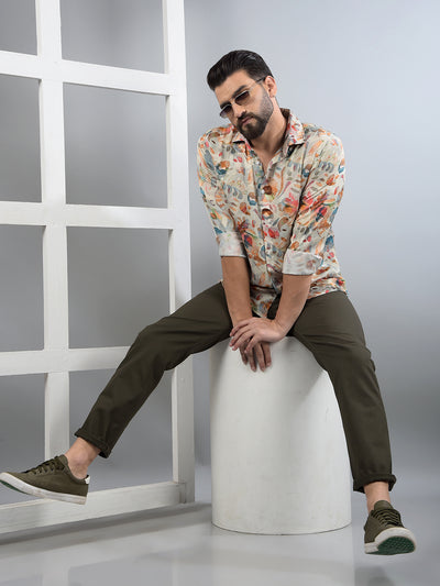 Multi-Color Floral Print Modal Shirt-Men Shirts-Crimsoune Club