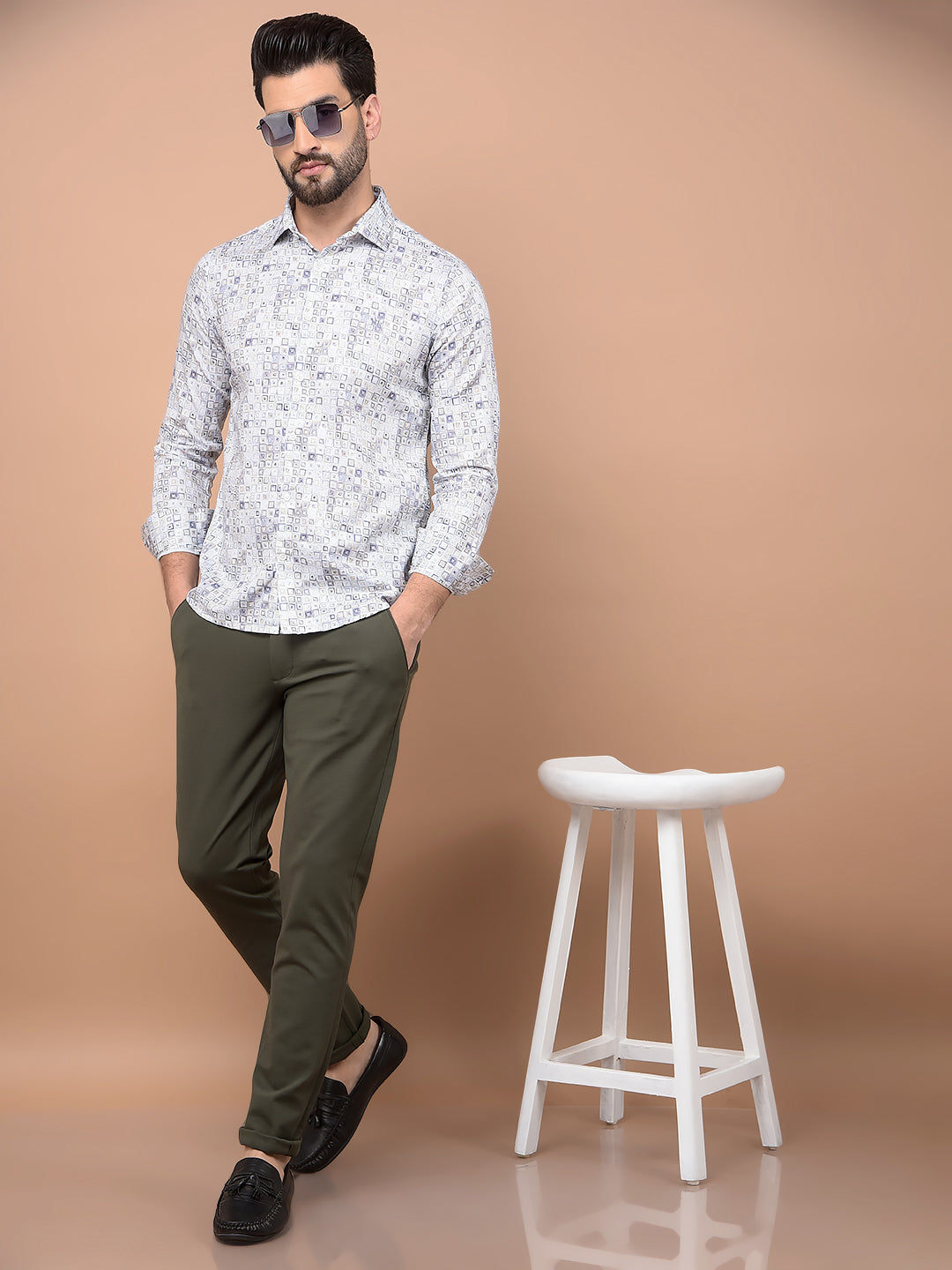 Purple Printed 100% Cotton Shirt-Men Shirts-Crimsoune Club