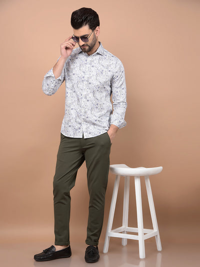 Purple Printed 100% Cotton Shirt-Men Shirts-Crimsoune Club