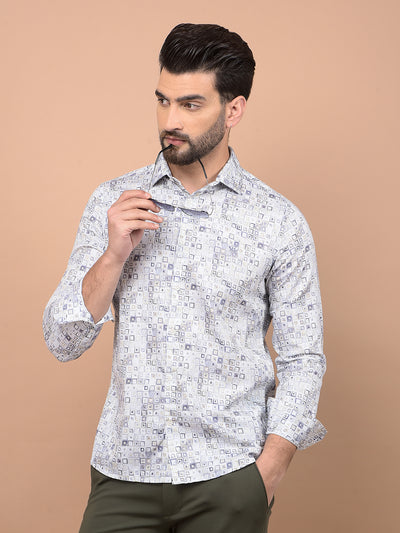 Purple Printed 100% Cotton Shirt-Men Shirts-Crimsoune Club