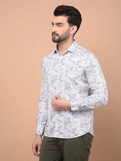 Purple Printed 100% Cotton Shirt-Men Shirts-Crimsoune Club