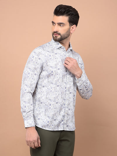Purple Printed 100% Cotton Shirt-Men Shirts-Crimsoune Club