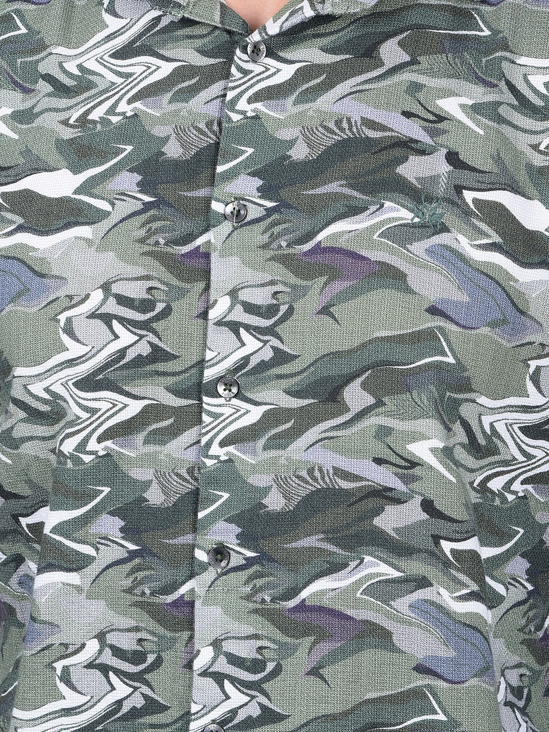 Green Abstract Print 100% Cotton Shirt-Men Shirts-Crimsoune Club