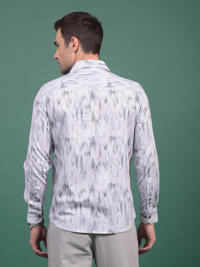Grey Printed 100% Cotton Shirt-Men Shirts-Crimsoune Club