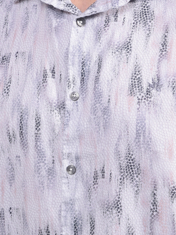Grey Printed 100% Cotton Shirt-Men Shirts-Crimsoune Club