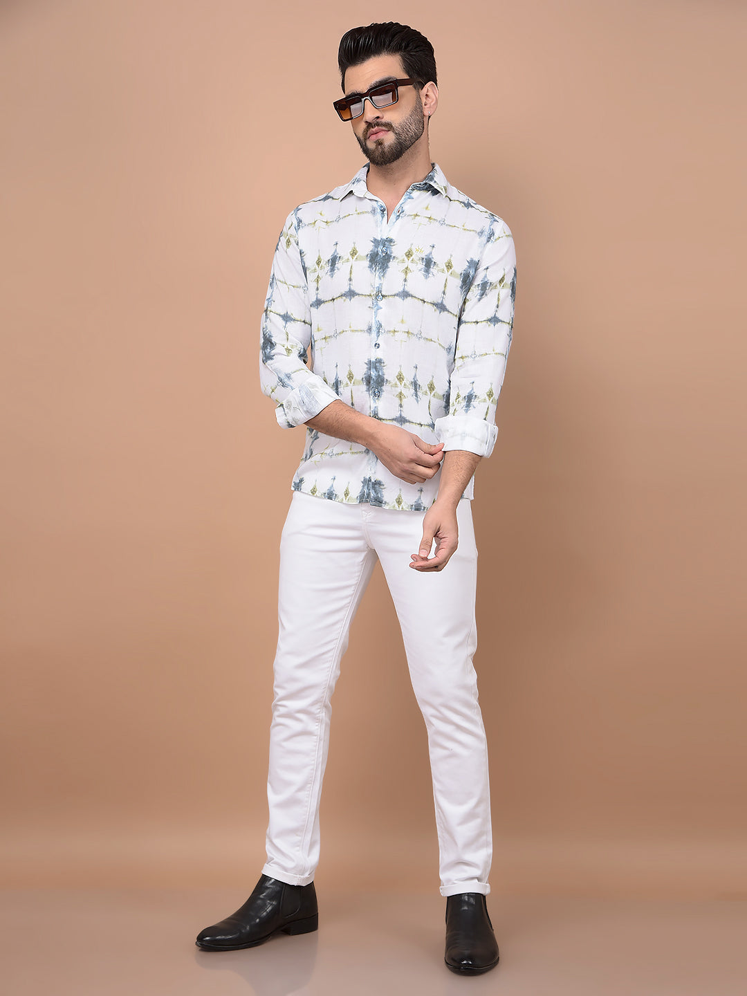 Multi-Color Printed Linen Shirt-Men Shirts-Crimsoune Club