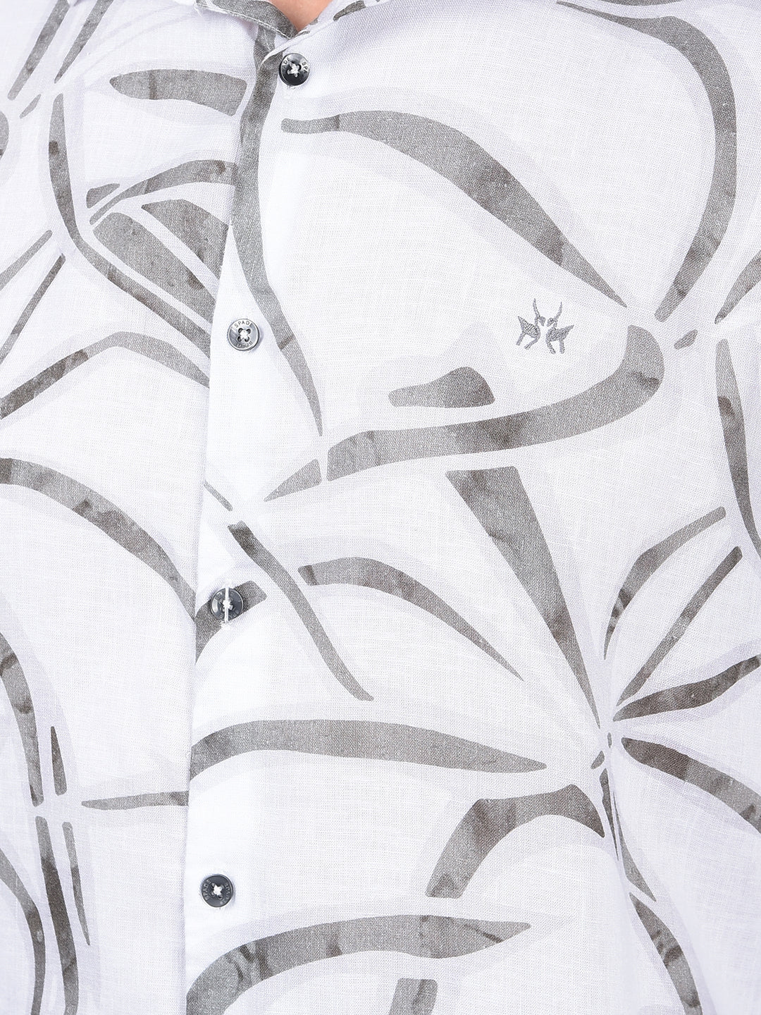 Grey Printed Linen Shirt-Men Shirts-Crimsoune Club