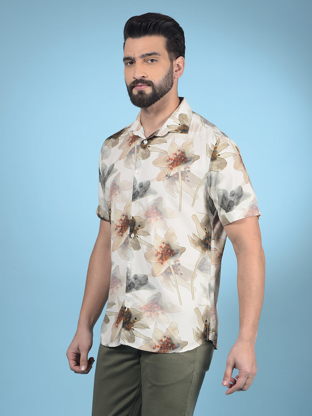 Multi-Color Floral Print Modal Shirt-Men Shirts-Crimsoune Club