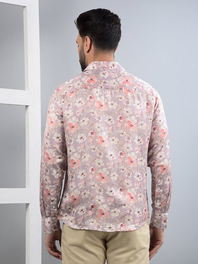 Pink Floral Print Modal Shirt-Men Shirts-Crimsoune Club