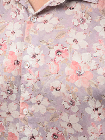 Pink Floral Print Modal Shirt-Men Shirts-Crimsoune Club