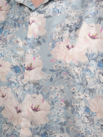 Green Floral Print Modal Shirt-Men Shirts-Crimsoune Club