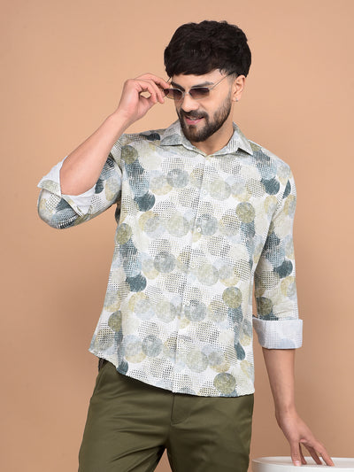 Olive Printed Shirt-Men Shirts-Crimsoune Club