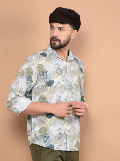 Olive Printed Shirt-Men Shirts-Crimsoune Club