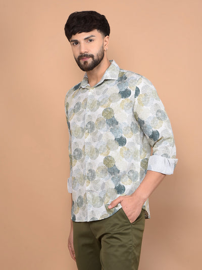 Olive Printed Shirt-Men Shirts-Crimsoune Club