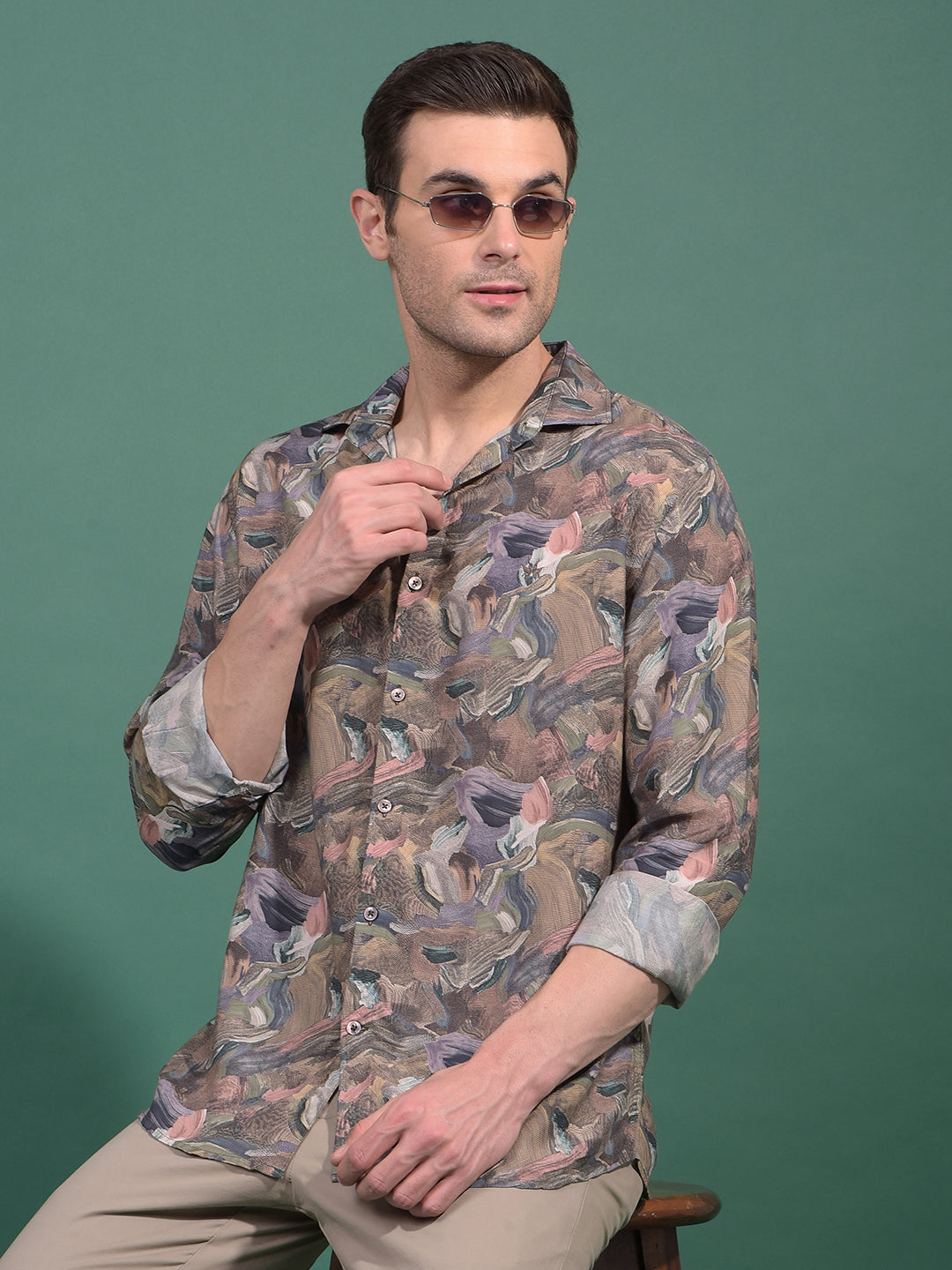 Multi-Color Abstract Print Modal Shirt-Men Shirts-Crimsoune Club
